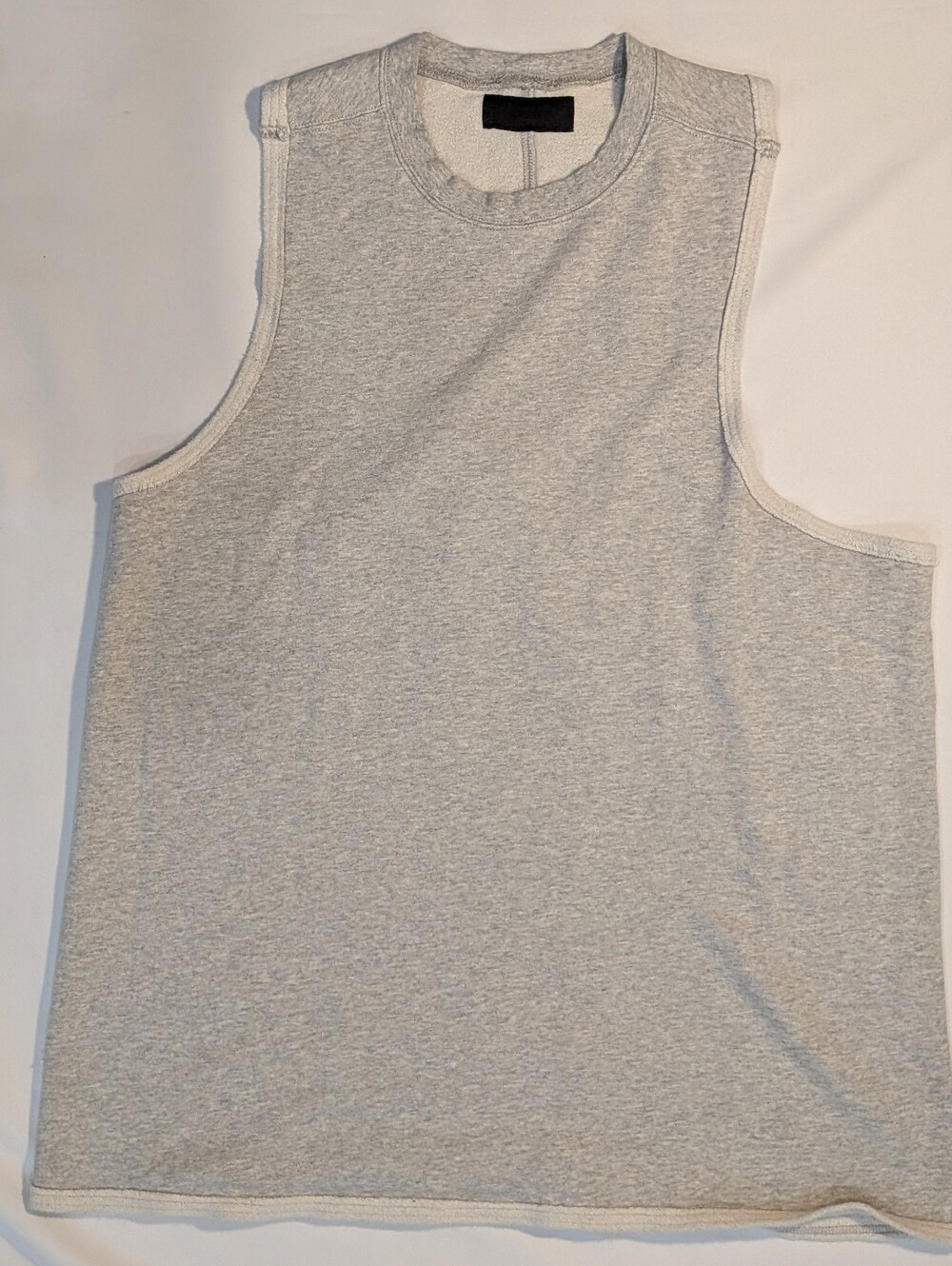 Hudson Men Sleeveless Pullover 100% Cotton Gray Sweatshirt Sz L Inside Out Seams
